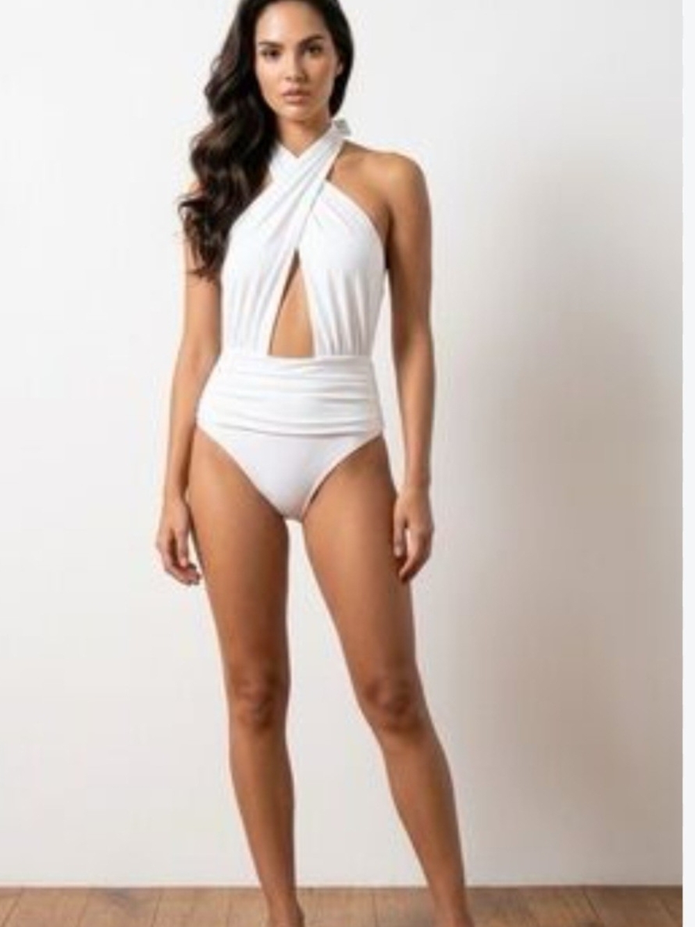 Banana Republic White Cross-Neck One-Piece Swimsuit